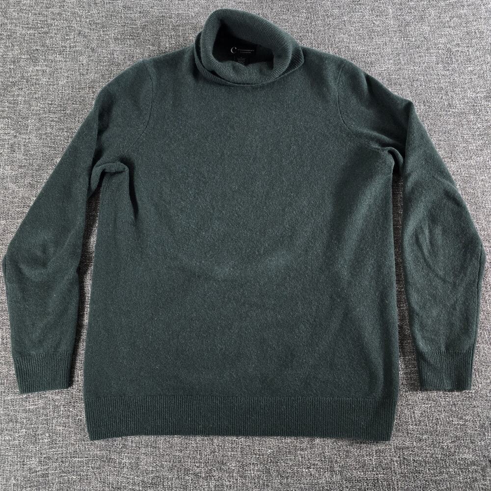 100% CASHMERE C By Bloomingdales Turtleneck Sweater Large forrest Green 4.99shp